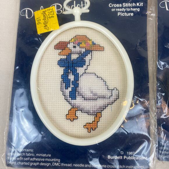 Vintage 1987 Dale Burdett Cross Stitch Kit Picture Frame Duck Goose Hen - Picture 8 of 8